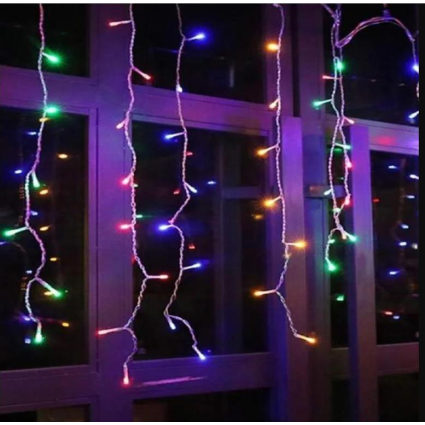 100 Χριστουγεννιάτικα Λαμπάκια Κουρτίνα Πολύχρωμα LED 3m x 60cm