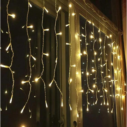 100 Χριστουγεννιάτικα Λαμπάκια Κουρτίνα LED Θερμό Φως 3m x 60cm
