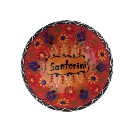 Santorini Αναμνηστικό Κεραμικό Μπολάκι Ανάγλυφo 12x12x4.5cm