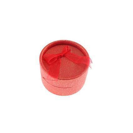 Κουτι Στρογγυλο για Δαχτυλίδια Κόκκινο με Φιόγκο 3,5x5cm