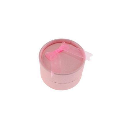 Κουτι Στρόγγυλο για Δαχτυλίδια Ροζ με Φιόγκο 3,5x5cm