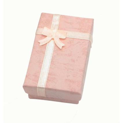 Μακρόστενο Κουτί Κοσμημάτων Ρόζ με Φιόγκο 7x3x9cm