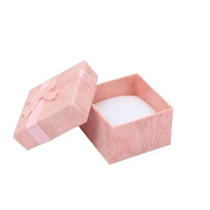 Κουτί Δαχτυλιδιού Χάρτινο Ρόζ με Φιόγκο 4x4x3cm