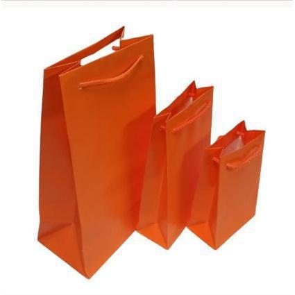 Χάρτινη Τσάντα Δώρου Μεταλλιζέ Πορτοκαλί Γυαλιστερή 8x5x11cm 18τμχ