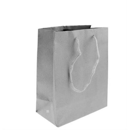 Χάρτινη Τσάντα Δώρου Μεταλιζέ Γκρί Γυαλιστερή 12X6X15cm 12τμχ