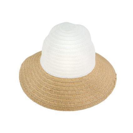 Γυναικείο Ψάθινο Καπέλο Floppy Λευκό-Μπεζ