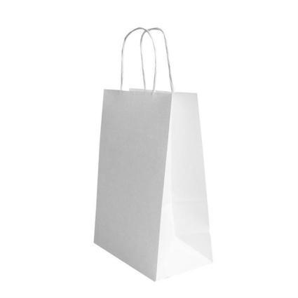 Τσάντα Kraft Χάρτινη Λευκή με Στριφτό Χερούλι 18x8x23cm