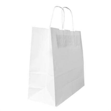 Τσάντα Kraft Χάρτινη Λευκή με Στριφτό Χερούλι 25x12x37cm