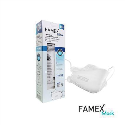 Famex FFP2 Mάσκα Εργονομική με Επίπεδη Σχεδίαση Λευκή 10τμχ