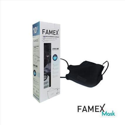 Famex FFP2 Εργονομική Μαύρη Mάσκα με Επίπεδη Σχεδίαση 10τμχ