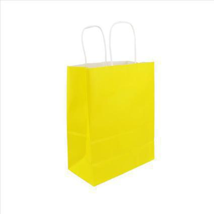 Premium Χάρτινη Τσάντα Μεταφοράς με Στριφτό Χερούλι Κίτρινη 31x12x42cm