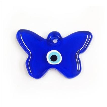 Μπλε Ματόχαντρα Πεταλούδα Γυάλινη Πλακέ 8×11,5cm