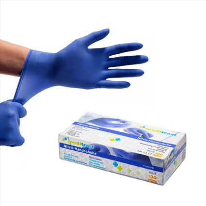 Meditrast Εξεταστικά Γάντια Μπλε Νιτριλίου Χωρίς Πούδρα 100τμχ