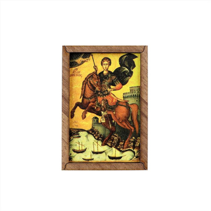 Άγιος Δημήτριος Ξύλινη Εικόνα Μαγνητάκι 5,5x8cm